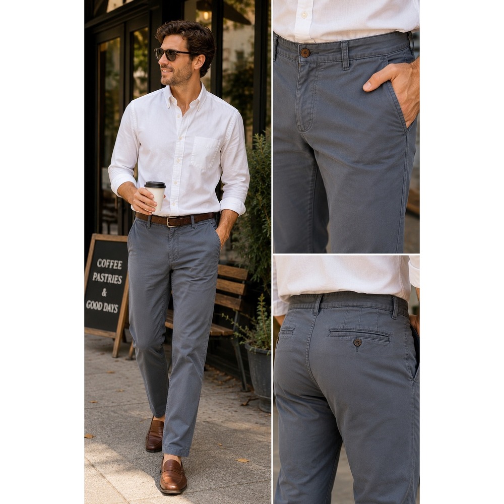J.Crew Stretch Chino Pants Mens 31x28 Gray Straight Leg Casual Khaki